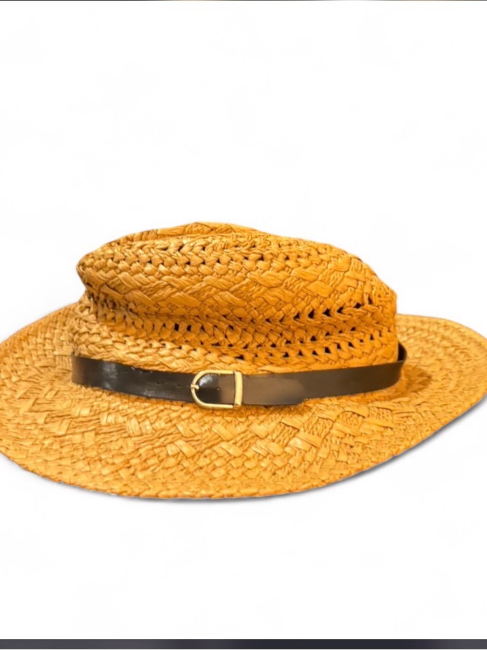 Woven Straw Sun Hat with Leather Band
